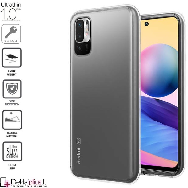 Silikoninis dėklas 1.0 mm storio - permatomas (telefonui Xiaomi Poco M3 Pro/Redmi Note 10 5G) Silikoninis dėklas 1.0 mm storio - permatomas (telefonui Xiaomi Poco M3 Pro/Redmi Note 10 5G)
